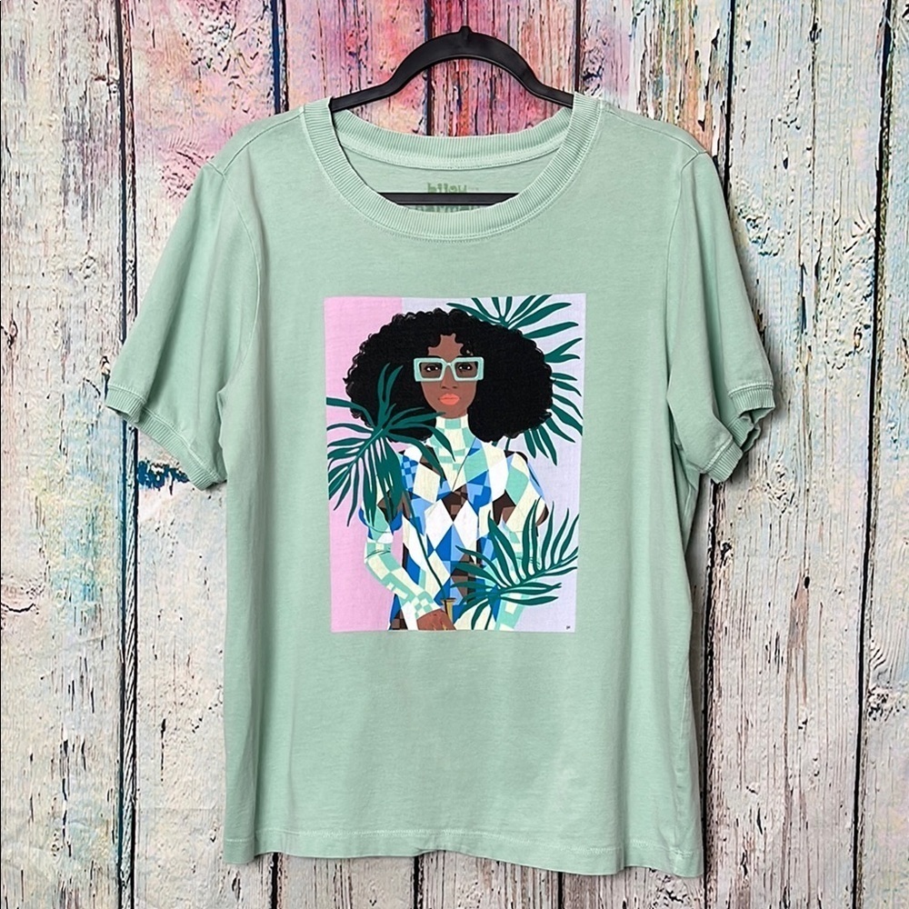 Target Bijou Karman Mint Green Graphic Tee L